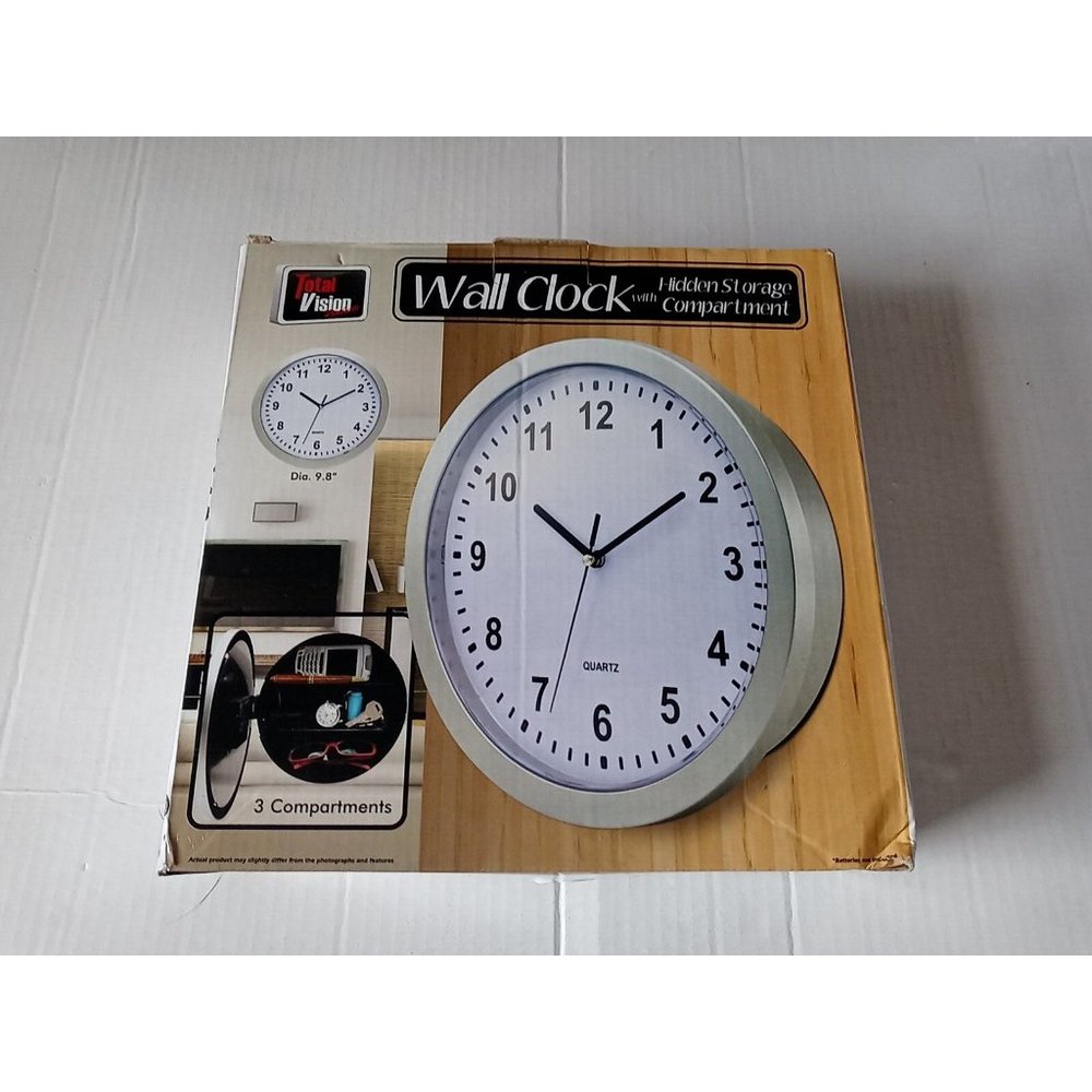 Wall Clock With Hidden Safe Compartment Secret Storage Valuables Cash Box - Picture 4 of 13